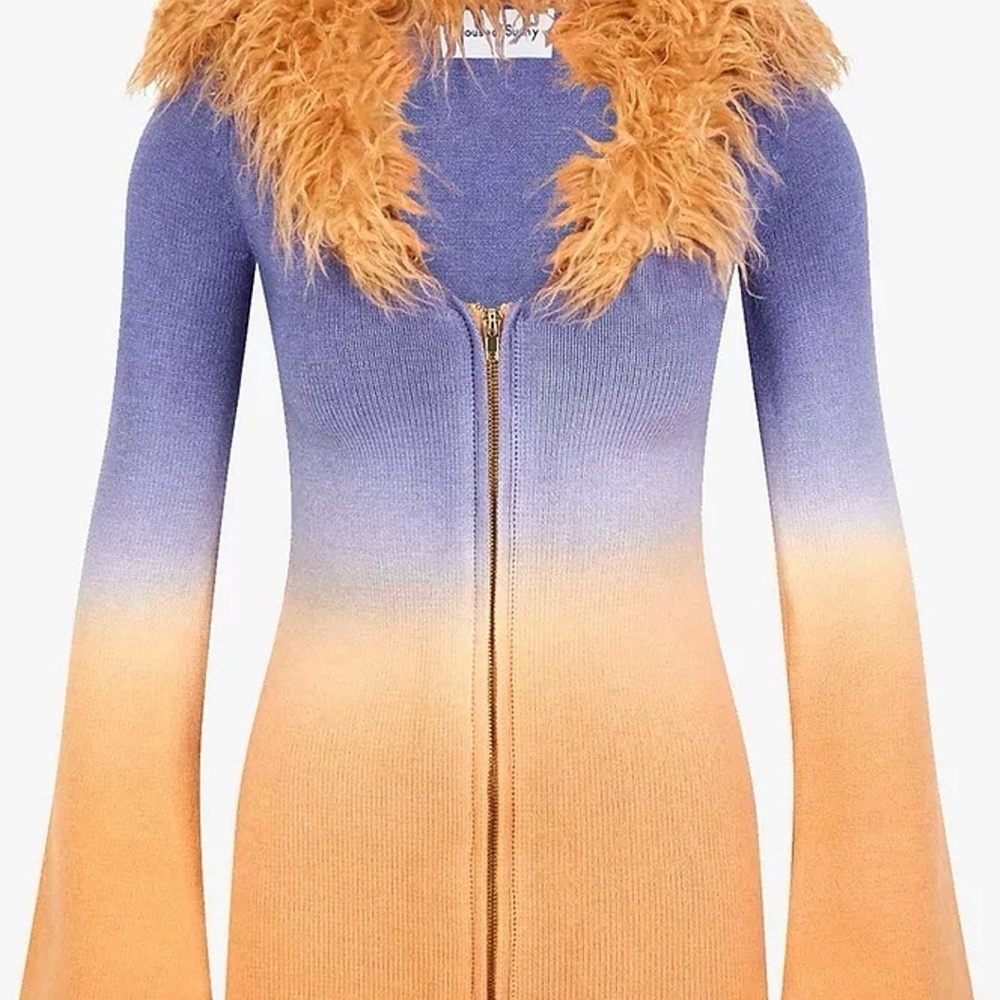 House of Sunny Desert Rose Peggy Ombre Cardigan Faux Fur S - Picture 3 of 10